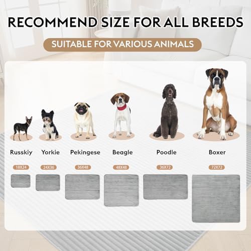 FunFurry Flannel Washable Pee Pad for Dogs - 4 Pack Reusable Dog Pee Pads, Puppy Pads, Fast Absorb Pet Playpen Mat with Non-Slip Back, Waterproof Puppy Training Pad. (Light Grey, 18" X 24")