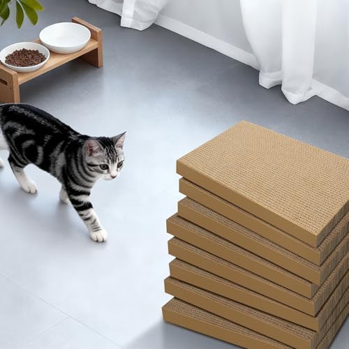 Cat Scratcher 8-Pack Refills, Large Cardboard Pads for Indoor Cats