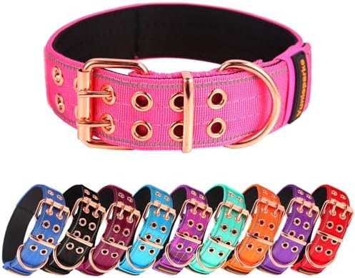 Heavy Duty Dog Collar for Medium Large Dogs,Pink,Medium