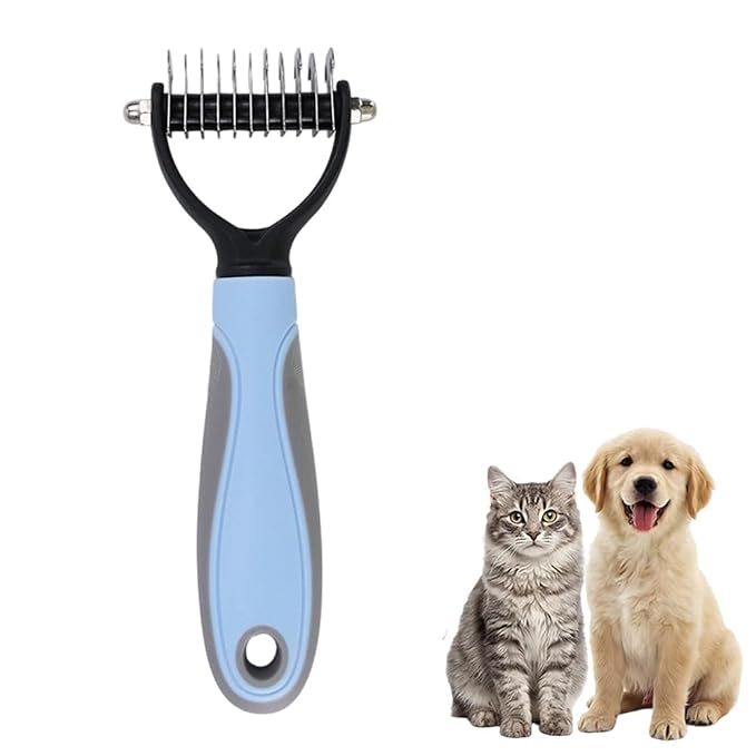 Dematting Comb for Dogs and Cats, 2026 Upgraded Pet Pro Tool Grooming, Dual-Sided Deshedding and Dematting Brush, Ergonomic Pet Grooming Brush, Gentle Pet Hair Remover Comb
