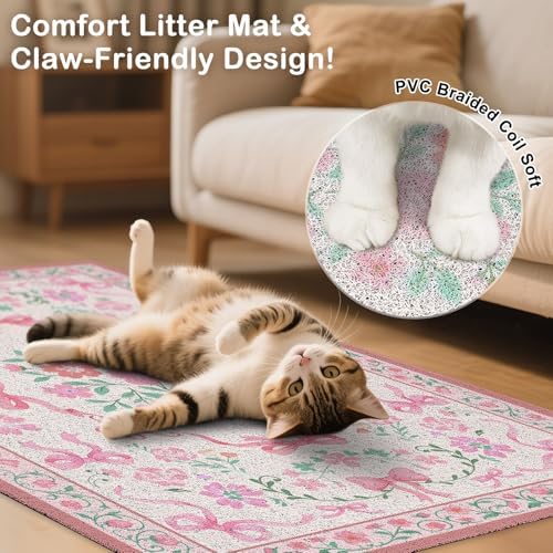 Unicorn Catcher 33"x22" Cat Litter Mat Non-Slip Washable Litter Box Mat