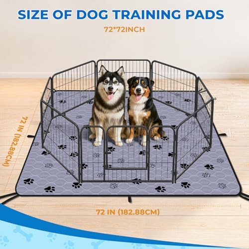 Fostanfly Washable Pee Pads for Dogs, Extra Large 72"x72"-2 Pack, Gray