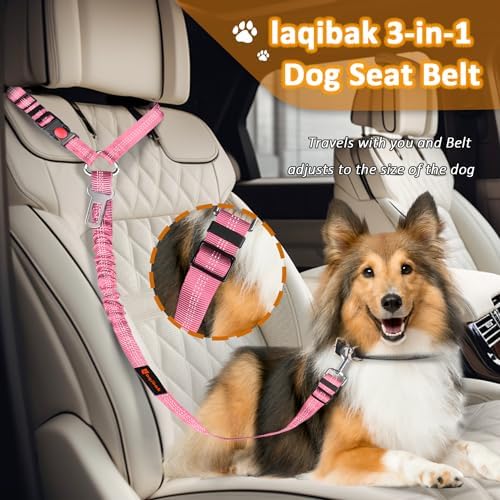 Laqibak Removable Dog Seat Belt Harness for Car, 3 in 1 Pet Seatbelt Leash