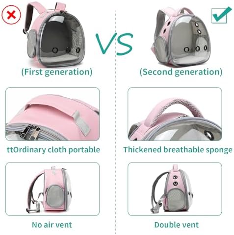 Portable Travel pet Backpack Carrier Hamster Bag Guinea Pig Bird Small Dog cat Turtle Carrier Rabbit Cage Squirrel Bearded Dragon Breathable Hangbag (Pink)