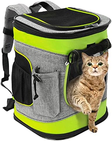 Solaris Adjustable Pet Carrier Backpack for Dogs and Cats, Puppies, Portable Cat Carrier Backpack with Bottle Pocket, Two Mesh Window for Breath