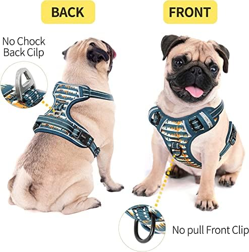 HEELE Dog Harness, No Pull Adjustable Padded Reflective Harness for Small Medium Large Dogs with Handle for Walking Training, Flower-Sunset Valley, S