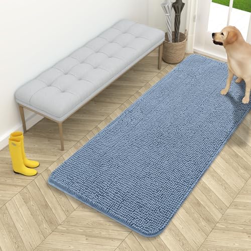 OLANLY Dog Door Mat for Muddy Paws 54x24, Super Absorbent Chenille Mud Mat
