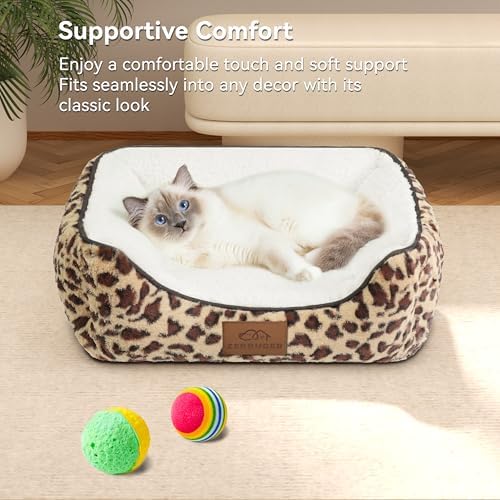 Zerbuger 20in Leopard Rectangle Cat Dog Bed Machine Washable Sleeping Sofa