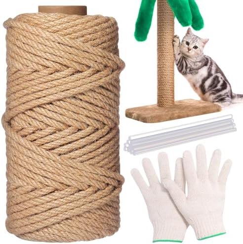 Natural Sisal Cat Rope for Posts, 1/4in ×164ft, Original Color