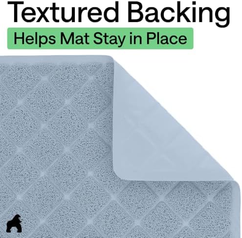 GORILLA GRIP Cat Litter Box Mat, Coiled Mesh Trapping Mats 47x35 Light Blue
