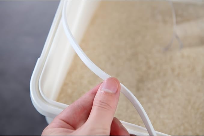 10 Liter / 20 lbs Rice Storage Container with Measuring Cup, BPA free, For Rice | Grain | Pet Food | Flour, 1 count, White