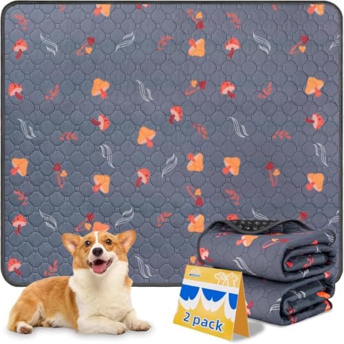 Sunheir Washable Pee Pads for Dogs, 2-Pack Reusable Puppy Pads, Waterproof Non-Slip Wee Wee pad, Absorbent and Leakproof Training Mats for Potty, Crate, Playpen, Bed, Grey 36"x 72"