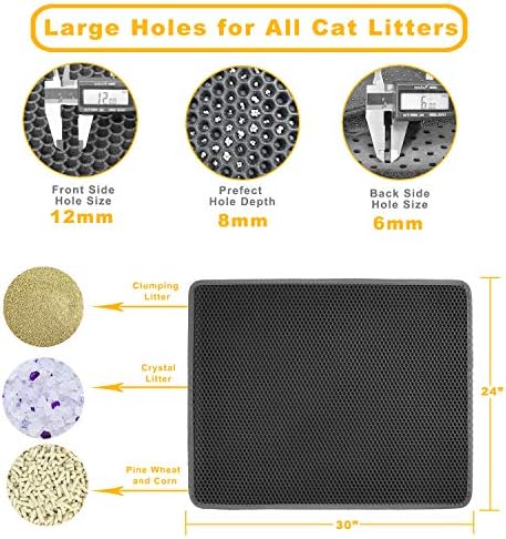 LeToo Cat Litter Mat Large 30 x 24 in No Phthalate Non-Slip Urineproof Grey