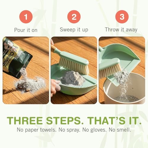 Sprinkle & Sweep: Pet Mess & Odor Cleanup Bundle - 15oz Bag, Dustpan Broom, 24oz Enzyme Stain Spray - Dog Accident Clumping Powder & Spot Treatment