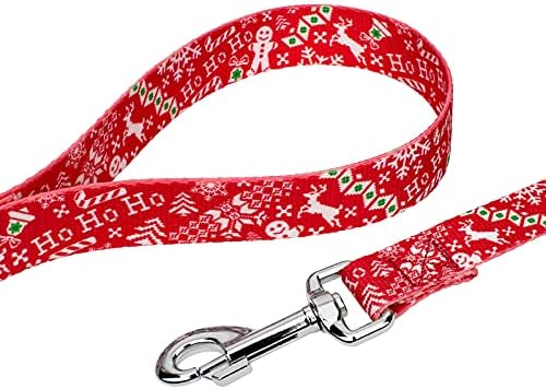 Country Brook Petz - Ho Ho Ho Everyday Dog Leash - Christmas Collection Featuring Festive Designs (4 Foot, 1 Inch Wide)