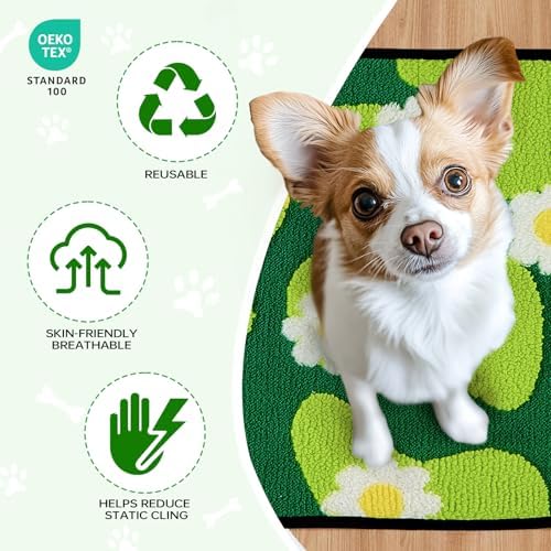 Qeils Reusable Puppy Pads for Small Dogs, Washable Pee Pads with Non-Slip , Absorbent Leakproof Mat for Crates, Playpens, Pet Beds & Whelping, Indoor Potty Training Grass Green, 22"x22", 2 Pack