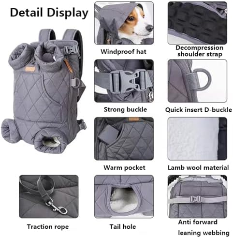 Pet Dog Front Carrier Backpack for Small Dogs Puppy Chest Cat Holder, for 4-19kg/7-42lb Pet (Beige,Medium)