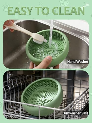 Dog Lick Bowl for Large Dogs, Lick Mat, Slow Feeder Lick Bowl with Brush and Scraper,Strong Suction, Freeze Licking Bowl for Anxiety Relief, Enrichment & Distraction, Dishwasher Safe 7.6 * 3.5 inch