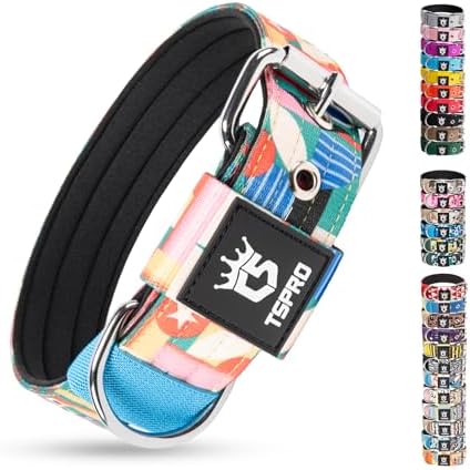 TSPRO Heavy Duty Thick Dog Collar with Metal Buckle for Medium Dogs