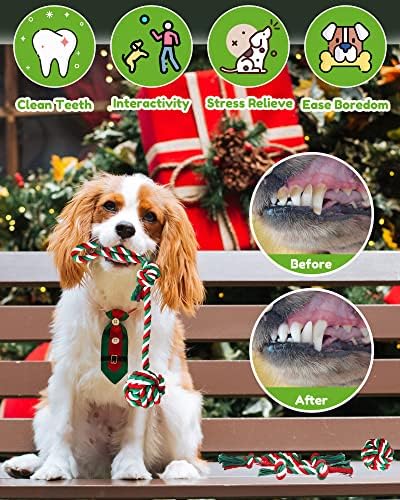 Pweituoet Christmas Dog Toys, 6 Pack Dog Rope Toys and Plush Dog Toys/Dog Gifts for Puppy Small Medium Large Dogs