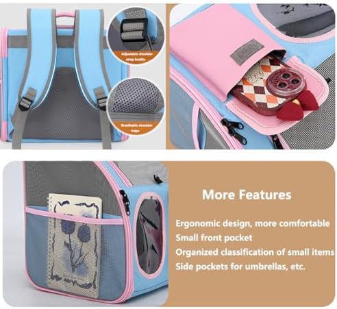 Cat Dog Carrier Backpacks,Pet Backpack Carrier, Bubble Backpack Pet Carriers with Breathable Mesh for Cats Small Dogs Puppies Animals for Travel, Hiking, Camping or Outdoor Use (Pink)
