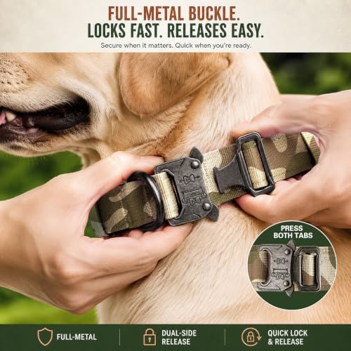Tactical Dog Collar with Handle, Heavy Duty Nylon for Large Dogs