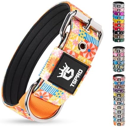 TSPRO Heavy Duty Thick Dog Collar with Metal Buckle for Medium Dogs
