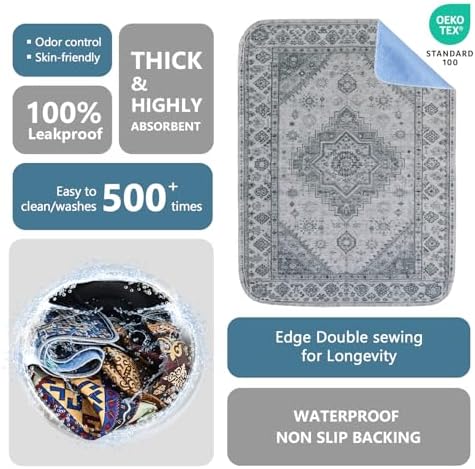 Qeils Washable Pee Pads, Super Absorbent Puppy Pads, 2 Pack 18"x24"
