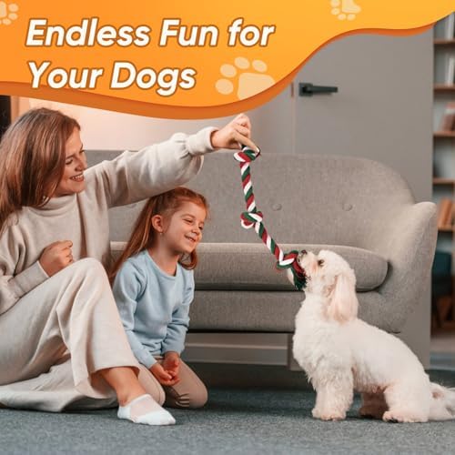 Dog Rope Toys 7 Pack - Puppy Teething Toys for Small/Medium Dogs - Durable Dog Chew Toys for Aggressive Chewers - Interactive Tug of War Toys for Boredom & Teeth Cleaning