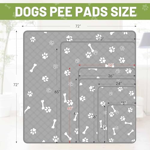PatiencET Washable Pee Pads for Dogs, 36" x 48" 2 Pack, Extra Large Reusable Puppy Pads with Super Absorbent Core & Non-Slip Waterproof Bottom for Playpens, Sofas & Beds