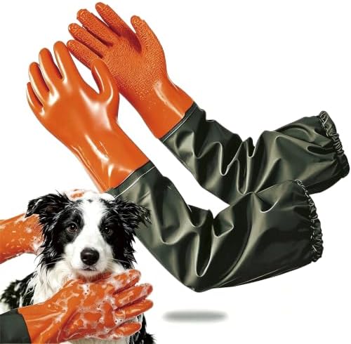 YOFANG 27.2" Long Sleeve Pet Grooming Bathing Gloves Anti-Scratch