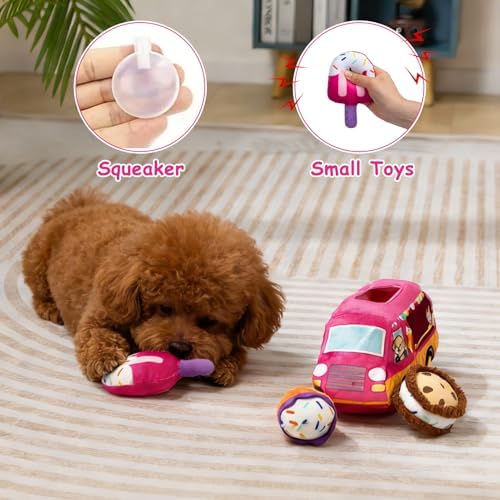 Hollypet Squeaky Hide and Seek Dog Toys for Small and Medium, Ice Cream