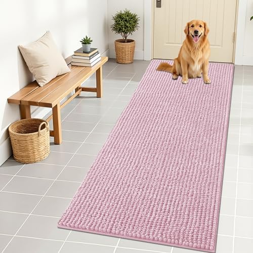 OLANLY Dog Door Mat for Muddy Paws 70x24, Extra Absorbent Chenille Mud Mat