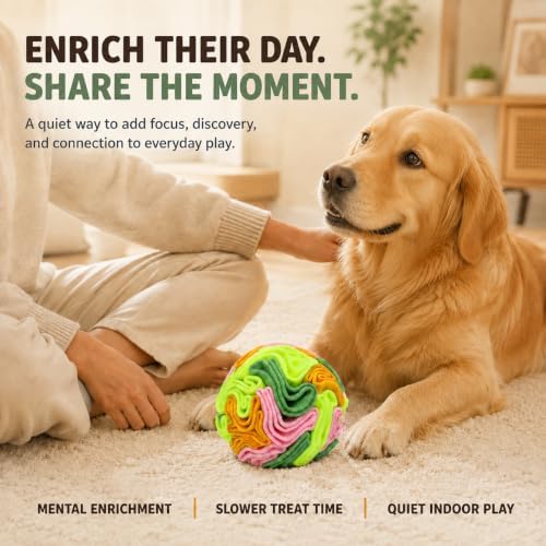 Vibrant Snuffle Ball for Dogs, Playful Color-Mix Slow Feeder Toy, Eye-Catching Interactive Puzzle for Mental Enrichment, Indoor Fun for Small Medium Large Dogs
