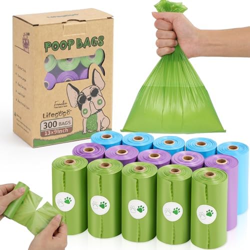 Dog Poop Bags Rolls: Extra Thick Leak Proof Unscented 13 x 9 in 300 Count