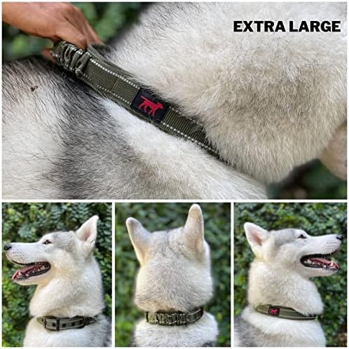 Tuff Pupper Heavy Duty Dog Collar with Handle | Ballistic Nylon Heavy Duty Collar | Padded Reflective Dog Collar with Adjustable Stainless Steel Hardware | Convenient Sizing for All Breeds