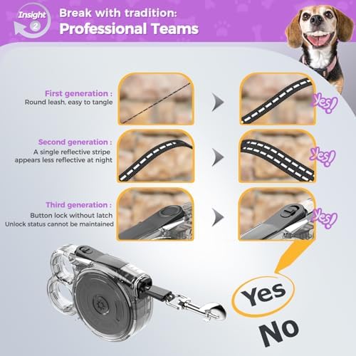 10 ft Retractable Dog Leash for Tiny & Small Dogs, Puppies, Cats