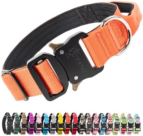 TSPRO Tactical Dog Collar, Heavy Duty Quick Release Metal Buckle and Handle