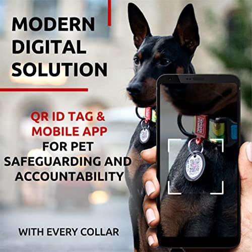 WAUDOG Adjustable Nylon Dog Collar for Large Small Medium Dogs with QR Tag