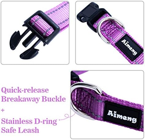 Personalized Dog Collar Adjustable Dog Collar Fadeproof Custom Embroidered with Pet Name and Phone Number, 11 Thread Color Options for Boy and Girl Dogs
