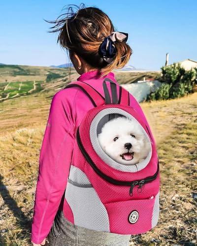 PETCUTE Pet Carrier Backpack,Breathable Dog Backpack Carrier with Adjustable Straps,Side Storage Pockets,Dog Head-Out Backpacks with Safety Belt,Puppy Front and Back Carriers for Small Dogs Cats