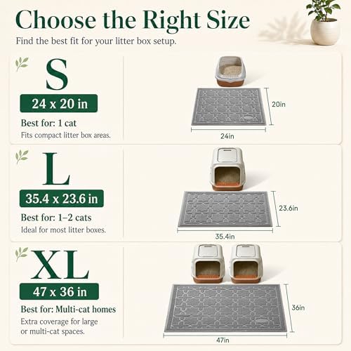 Yimobra Cat Litter Mat, Waterproof Litter Trapping Mat, 47x36, Dark Grey