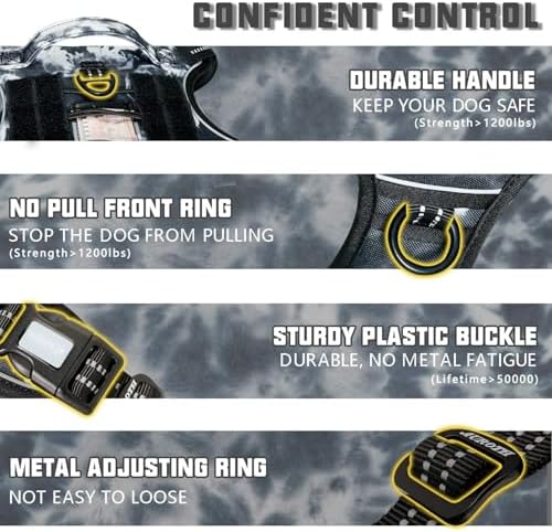 AUROTH Tactical Dog Harness for Small Medium Large Dogs No Pull Adjustable Pet Harness Reflective K9 Working Training Easy Control Pet Vest Military Service Dog Harnesses (L, Black Ink)