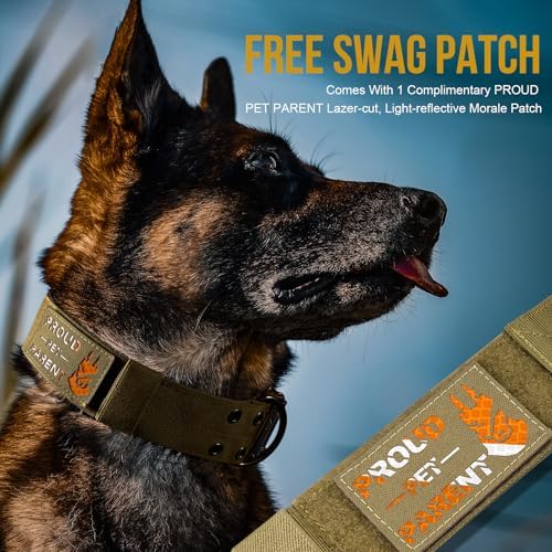 OneTigris 2 Inch Wide Tactical Dog Collar with Handle Brown XL