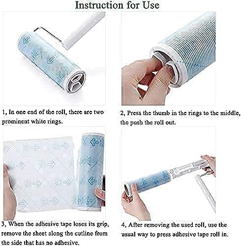 UNIKON 802 Long Handle Lint Roller with 4 Rolls of 120 Sheet Refills in Total