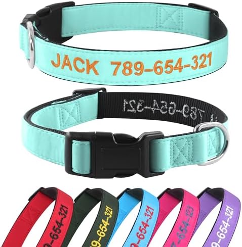 Kuley Personalized Dog Collar, Embroidered with Pet Name and Phone Number