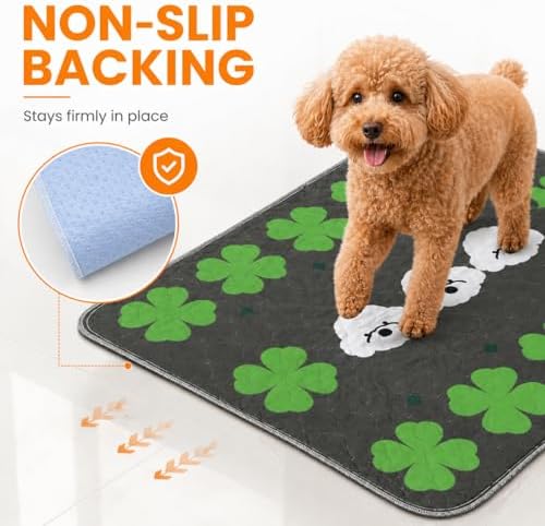 Washable Pee Pads for Dogs, Training Pads Puppy Pads Leak-Proof Reusable Pet Pad, Super Absorbent and Non-Slip Litter Cats Mat for Whelping, Playpen, Housebreaking, Green 72''x72''
