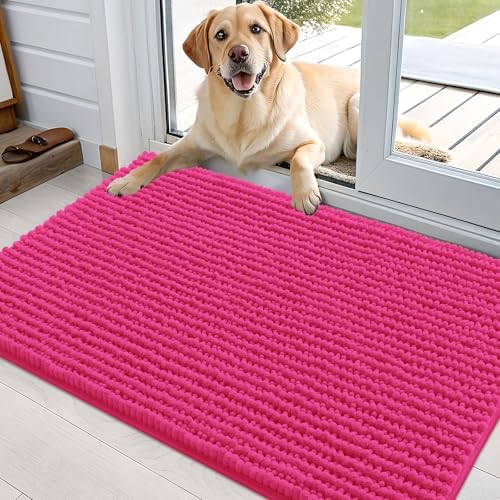 OLANLY Dog Door Mat for Muddy Paws 36x24, Extra Absorbent Chenille Mud Mat