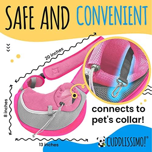 Cuddlissimo Small Dog Sling Carrier, Pet Cat Sling, Puppy Pouch - Pink-S