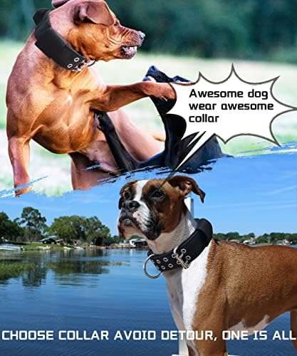 Large Dog Collar Heavy Duty - 2 inch Wide with Handle for Extra Large Breed Dogs, 1/3" Thick Nylon Chew Proof Tactical Collar, Good Choice for German Shepherd,Pitbull,Rottweiler,Black,17-22 in
